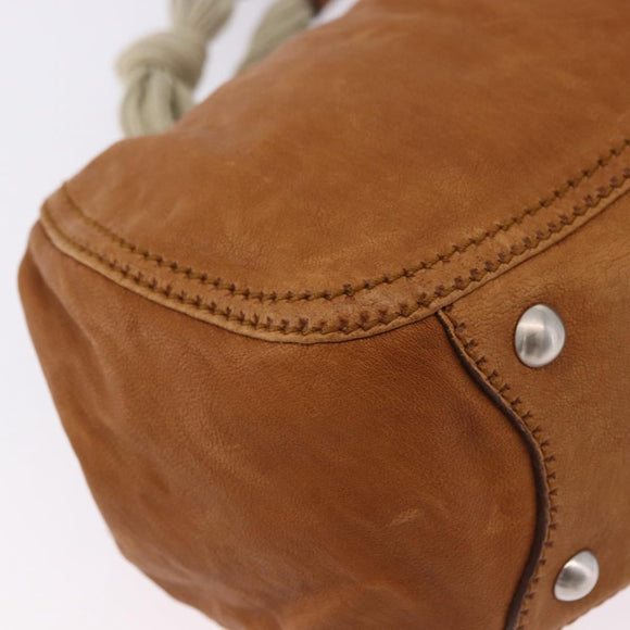 Miu Miu Hand Bag Leather Brown Silver Auth 198523A