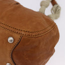 Miu Miu Hand Bag Leather Brown Silver Auth 198523A-15