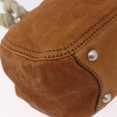 Miu Miu Hand Bag Leather Brown Silver Auth 198523A-16