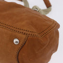 Miu Miu Hand Bag Leather Brown Silver Auth 198523A-10