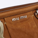 Miu Miu Hand Bag Leather Brown Silver Auth 198523A-17