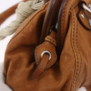 Miu Miu Hand Bag Leather Brown Silver Auth 198523A-18