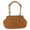 Miu Miu Hand Bag Leather Brown Silver Auth 198523A-13