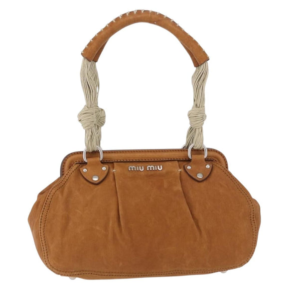 Miu Miu Hand Bag Leather Brown Silver Auth 198523A