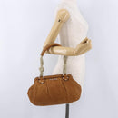Miu Miu Hand Bag Leather Brown Silver Auth 198523A-24