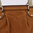 Miu Miu Hand Bag Leather Brown Silver Auth 198523A-3