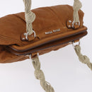 Miu Miu Hand Bag Leather Brown Silver Auth 198523A-7