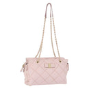 Salvatore Ferragamo Vala Chain Shoulder Bag Leather Pink Gold Tone Auth 198526A-1