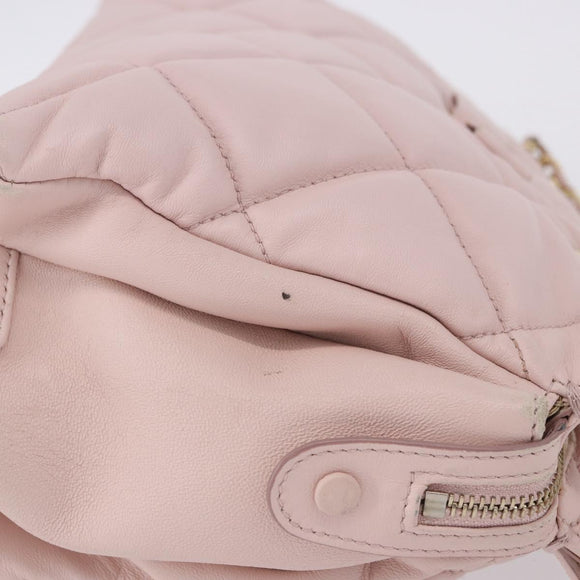 Salvatore Ferragamo Vala Chain Shoulder Bag Leather Pink Gold Tone Auth 198526A
