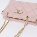 Salvatore Ferragamo Vala Chain Shoulder Bag Leather Pink Gold Tone Auth 198526A-7