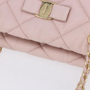 Salvatore Ferragamo Vala Chain Shoulder Bag Leather Pink Gold Tone Auth 198526A-8