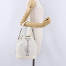 Christian Dior Trotter Romantic Chain Shoulder Bag PVC White Silver Auth 198528V-23