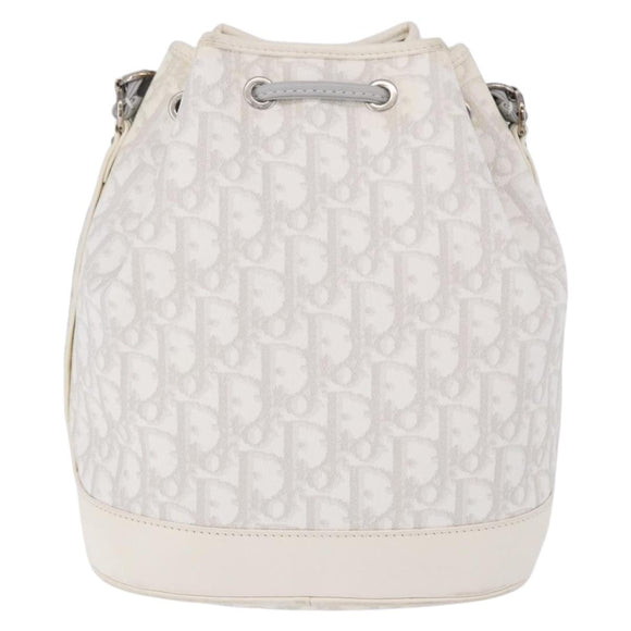 Christian Dior Trotter Romantic Chain Shoulder Bag PVC White Silver Auth 198528V