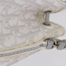 Christian Dior Trotter Romantic Chain Shoulder Bag PVC White Silver Auth 198528V-5