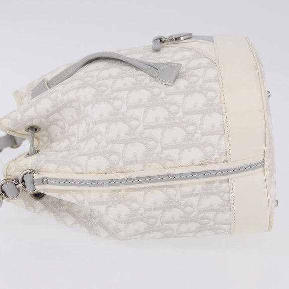 Christian Dior Trotter Romantic Chain Shoulder Bag PVC White Silver Auth 198528V
