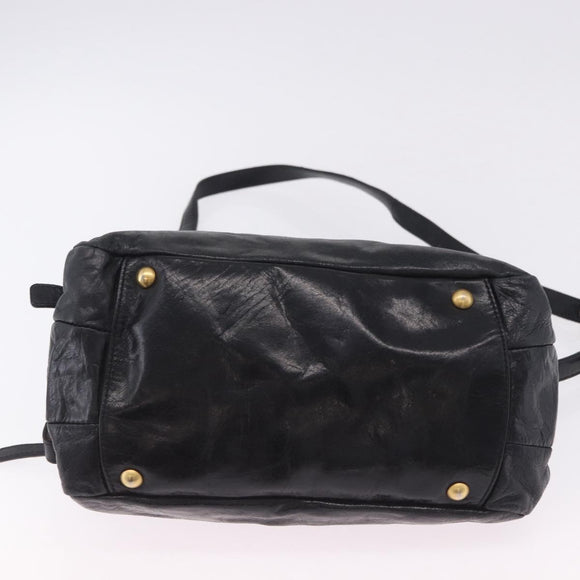 Miu Miu Hand Bag Vitellolux 2way Black Gold Auth 198533A