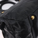 Miu Miu Hand Bag Vitellolux 2way Black Gold Auth 198533A-16