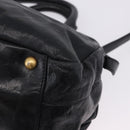 Miu Miu Hand Bag Vitellolux 2way Black Gold Auth 198533A-17