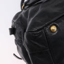 Miu Miu Hand Bag Vitellolux 2way Black Gold Auth 198533A-18