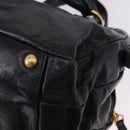 Miu Miu Hand Bag Vitellolux 2way Black Gold Auth 198533A-9