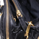 Miu Miu Hand Bag Vitellolux 2way Black Gold Auth 198533A-26
