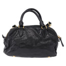 Miu Miu Hand Bag Vitellolux 2way Black Gold Auth 198533A-2