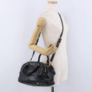 Miu Miu Hand Bag Vitellolux 2way Black Gold Auth 198533A-30