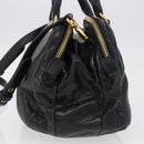 Miu Miu Hand Bag Vitellolux 2way Black Gold Auth 198533A-3