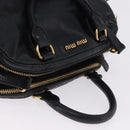 Miu Miu Hand Bag Vitellolux 2way Black Gold Auth 198533A-6