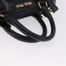 Miu Miu Hand Bag Vitellolux 2way Black Gold Auth 198533A-7