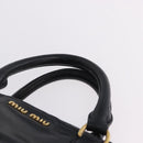 Miu Miu Hand Bag Vitellolux 2way Black Gold Auth 198533A-14