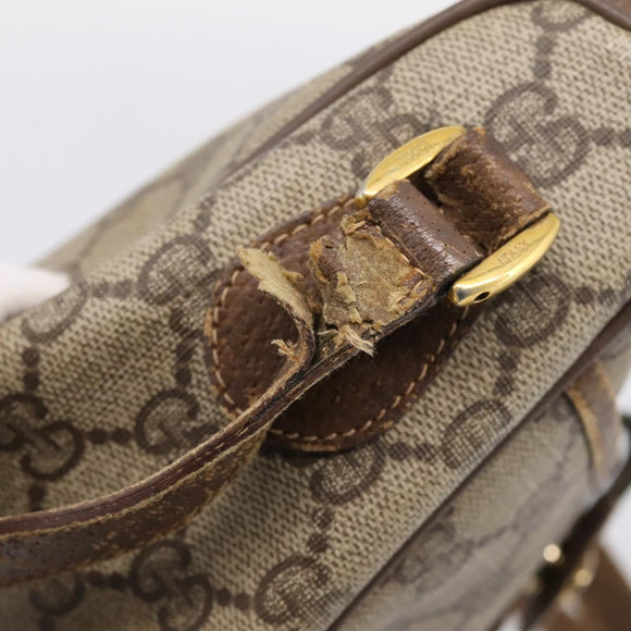 GUCCI GG Supreme Web Sherry Line Bag PVC Beige Gold 56 02 032 Auth 198534