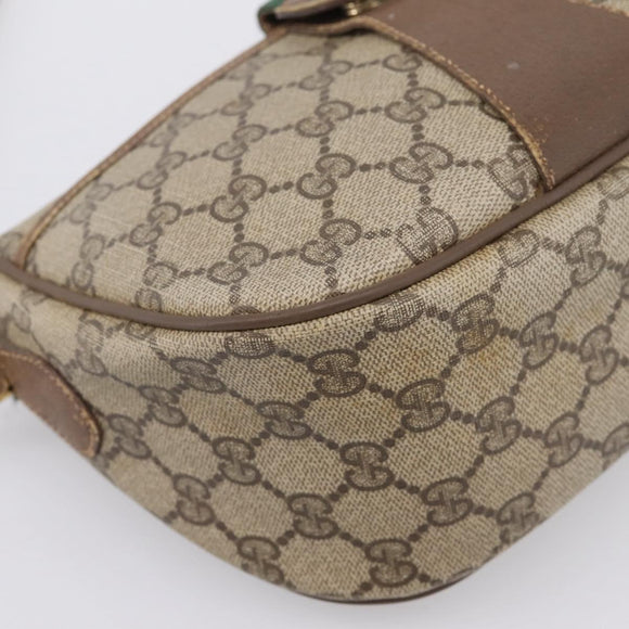 GUCCI GG Supreme Web Sherry Line Bag PVC Beige Gold 56 02 032 Auth 198534