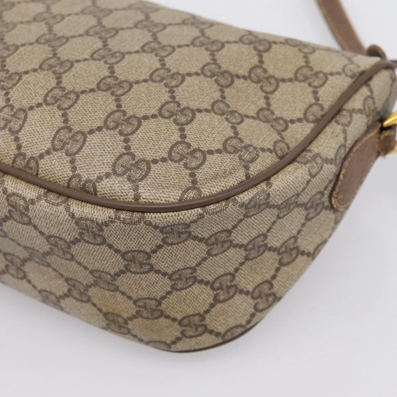 GUCCI GG Supreme Web Sherry Line Bag PVC Beige Gold 56 02 032 Auth 198534