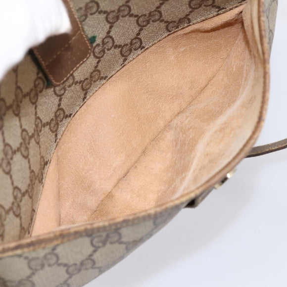 GUCCI GG Supreme Web Sherry Line Bag PVC Beige Gold 56 02 032 Auth 198534
