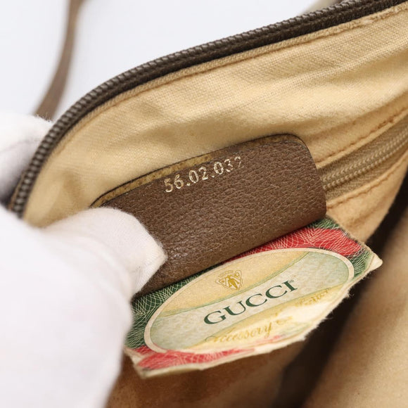 GUCCI GG Supreme Web Sherry Line Bag PVC Beige Gold 56 02 032 Auth 198534