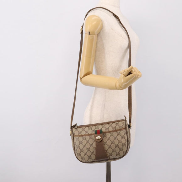 GUCCI GG Supreme Web Sherry Line Bag PVC Beige Gold 56 02 032 Auth 198534