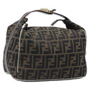 FENDI Zucca Canvas Vanity Hand Bag Black Brown Auth 198536-1