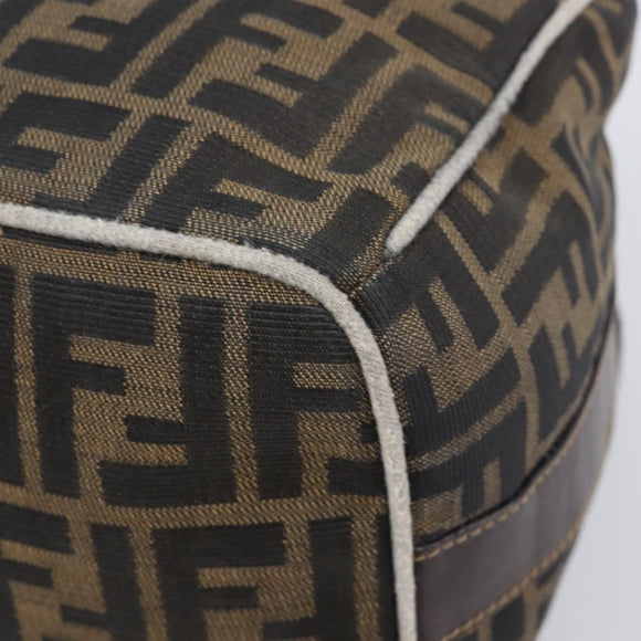 FENDI Zucca Canvas Vanity Hand Bag Black Brown Auth 198536