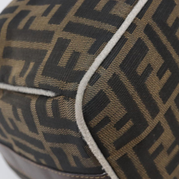 FENDI Zucca Canvas Vanity Hand Bag Black Brown Auth 198536
