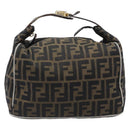 FENDI Zucca Canvas Vanity Hand Bag Black Brown Auth 198536-13