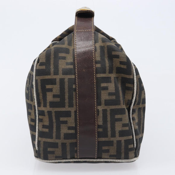 FENDI Zucca Canvas Vanity Hand Bag Black Brown Auth 198536