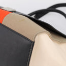 CELINE Trapeze Hand Bag Wool 2way Beige Silver Auth 198538V-16