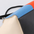 CELINE Trapeze Hand Bag Wool 2way Beige Silver Auth 198538V-19