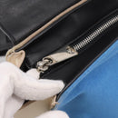 CELINE Trapeze Hand Bag Wool 2way Beige Silver Auth 198538V-21