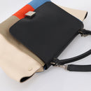 CELINE Trapeze Hand Bag Wool 2way Beige Silver Auth 198538V-6
