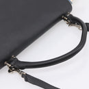 CELINE Trapeze Hand Bag Wool 2way Beige Silver Auth 198538V-8