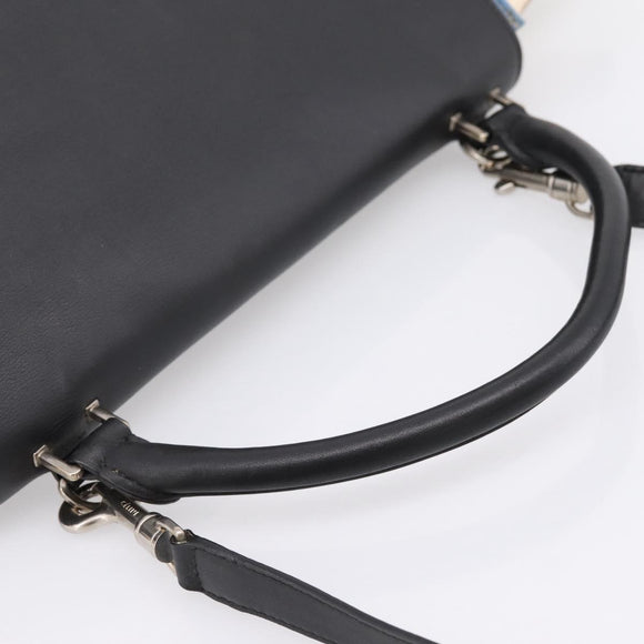 CELINE Trapeze Hand Bag Wool 2way Beige Silver Auth 198538V