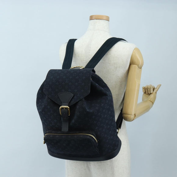 LOUIS VUITTON Monogram Mini Montsouris GM Backpack TST Blue M92455 Auth 198542V