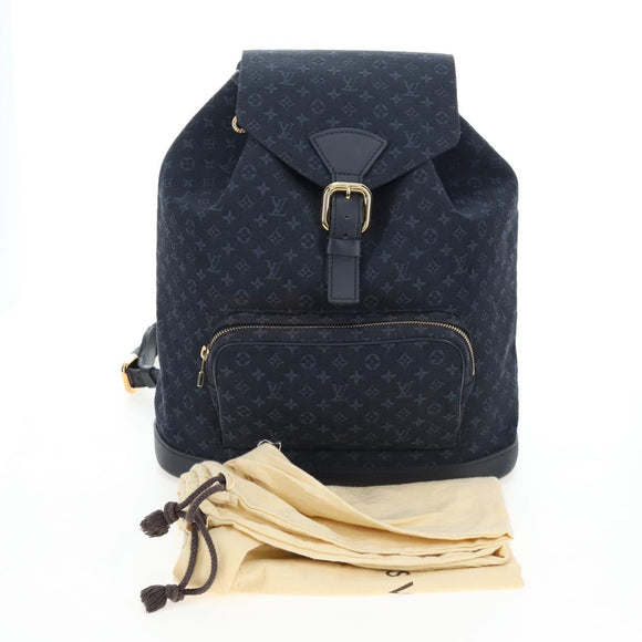 LOUIS VUITTON Monogram Mini Montsouris GM Backpack TST Blue M92455 Auth 198542V